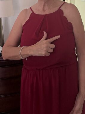 BCX Strapless Scallop-Trim Dress in Wine